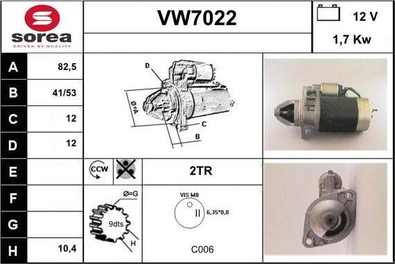 Sera VW7022 - Käynnistinmoottori inparts.fi