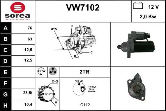 Sera VW7102 - Käynnistinmoottori inparts.fi