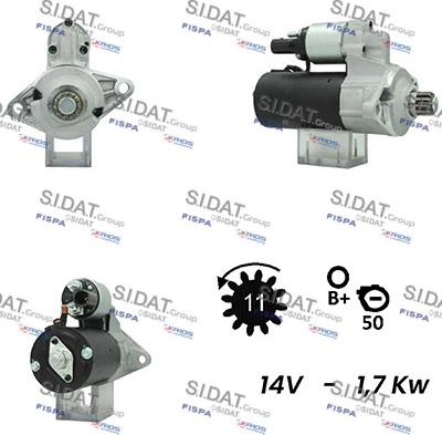 Sidat S12BH0350A2 - Käynnistinmoottori inparts.fi