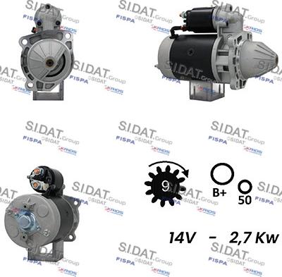 Sidat S12BH0277A2 - Käynnistinmoottori inparts.fi