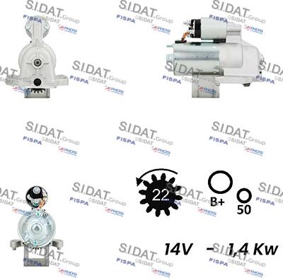 Sidat S12VS0695A2 - Käynnistinmoottori inparts.fi