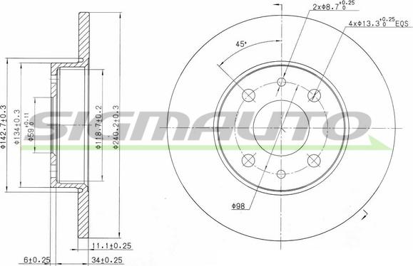 SIGMAUTO DBA240S - Jarrulevy inparts.fi