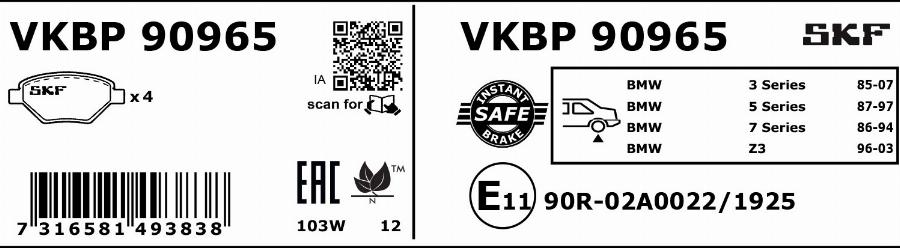 SKF VKBP 90965 - Jarrupala, levyjarru inparts.fi