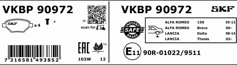 SKF VKBP 90972 - Jarrupala, levyjarru inparts.fi