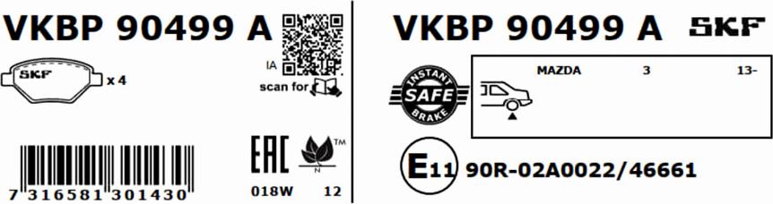 SKF VKBP 90499 A - Jarrupala, levyjarru inparts.fi