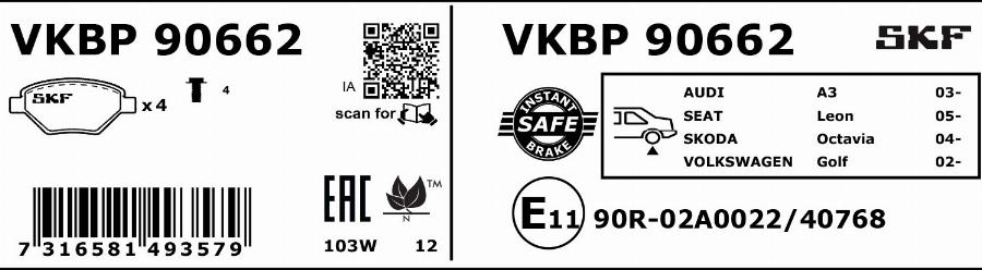 SKF VKBP 90662 - Jarrupala, levyjarru inparts.fi