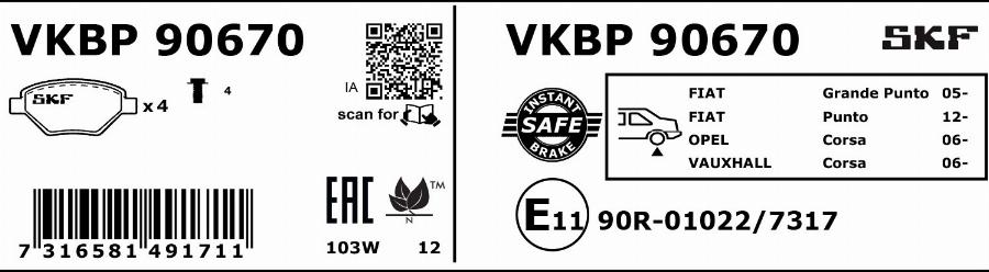 SKF VKBP 90670 - Jarrupala, levyjarru inparts.fi