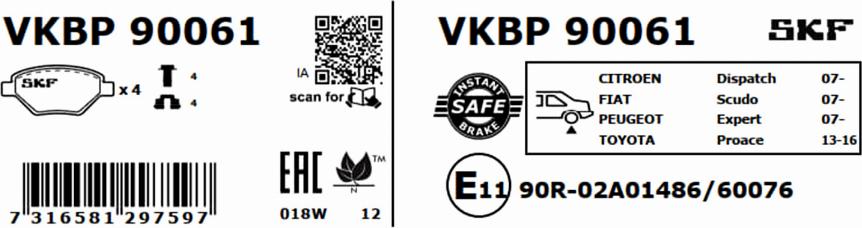 SKF VKBP 90061 - Jarrupala, levyjarru inparts.fi