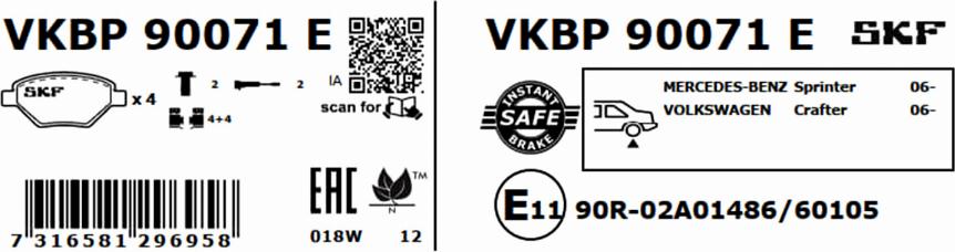 SKF VKBP 90071 E - Jarrupala, levyjarru inparts.fi