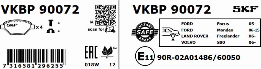 SKF VKBP 90072 - Jarrupala, levyjarru inparts.fi