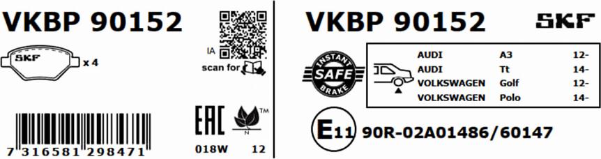 SKF VKBP 90152 - Jarrupala, levyjarru inparts.fi