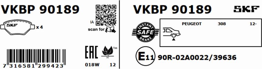 SKF VKBP 90189 - Jarrupala, levyjarru inparts.fi