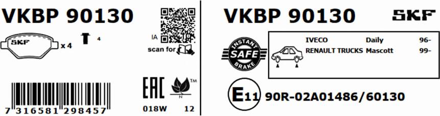 SKF VKBP 90130 - Jarrupala, levyjarru inparts.fi