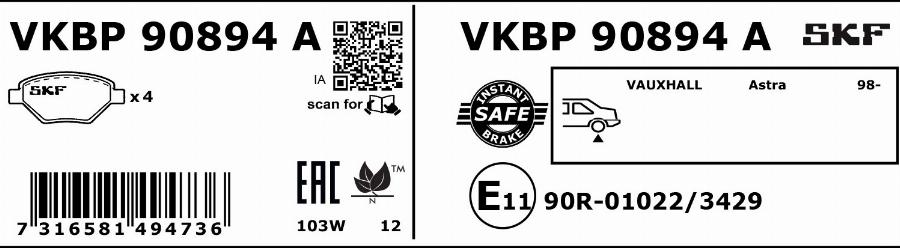 SKF VKBP 90894 A - Jarrupala, levyjarru inparts.fi