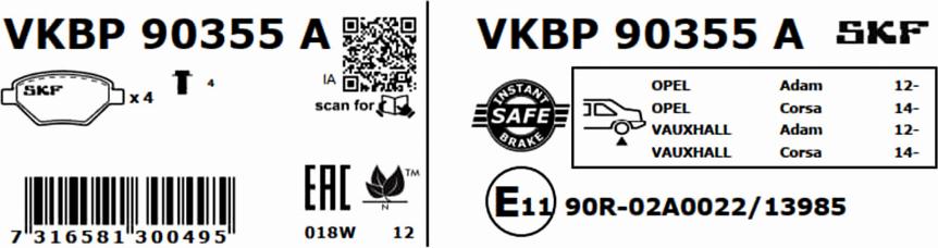 SKF VKBP 90355 A - Jarrupala, levyjarru inparts.fi