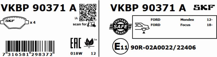 SKF VKBP 90371 A - Jarrupala, levyjarru inparts.fi