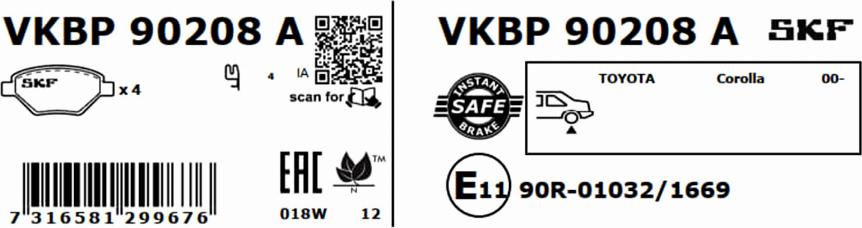 SKF VKBP 90208 A - Jarrupala, levyjarru inparts.fi