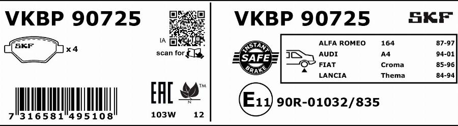 SKF VKBP 90725 - Jarrupala, levyjarru inparts.fi