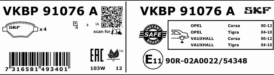 SKF VKBP 91076 A - Jarrupala, levyjarru inparts.fi