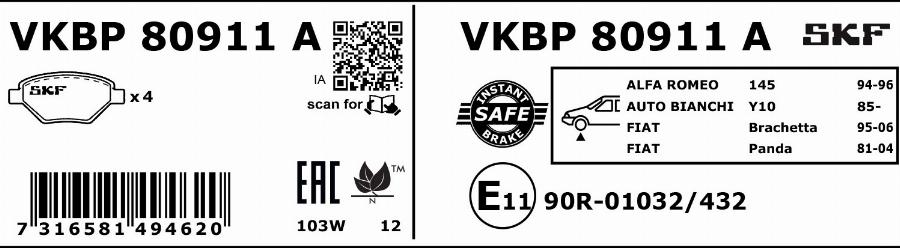 SKF VKBP 80911 A - Jarrupala, levyjarru inparts.fi