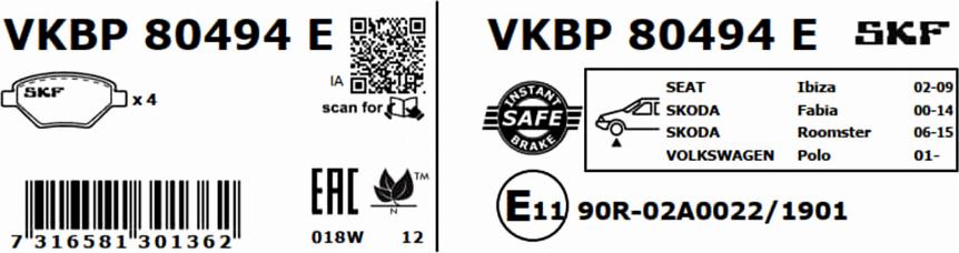 SKF VKBP 80494 E - Jarrupala, levyjarru inparts.fi