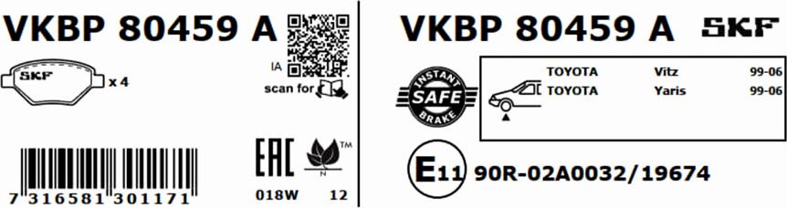 SKF VKBP 80459 A - Jarrupala, levyjarru inparts.fi