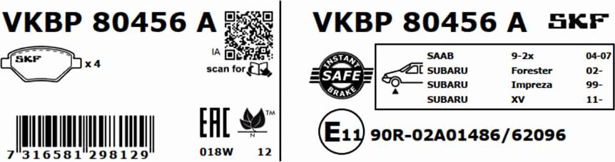 SKF VKBP 80456 A - Jarrupala, levyjarru inparts.fi