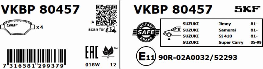 SKF VKBP 80457 - Jarrupala, levyjarru inparts.fi