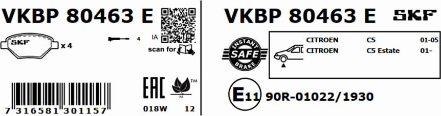 SKF VKBP 80463 E - Jarrupala, levyjarru inparts.fi