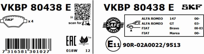 SKF VKBP 80438 E - Jarrupala, levyjarru inparts.fi