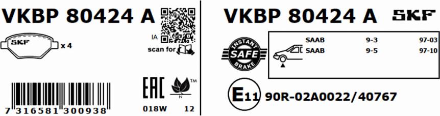 SKF VKBP 80424 A - Jarrupala, levyjarru inparts.fi