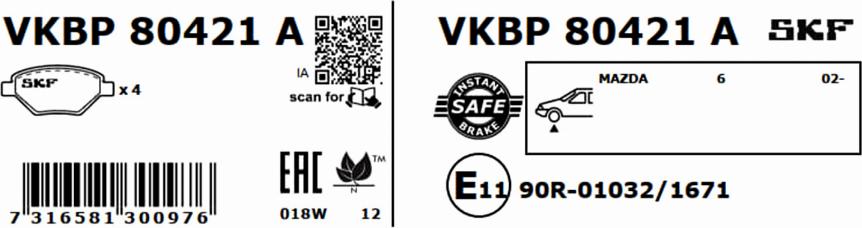 SKF VKBP 80421 A - Jarrupala, levyjarru inparts.fi