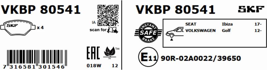 SKF VKBP 80541 - Jarrupala, levyjarru inparts.fi