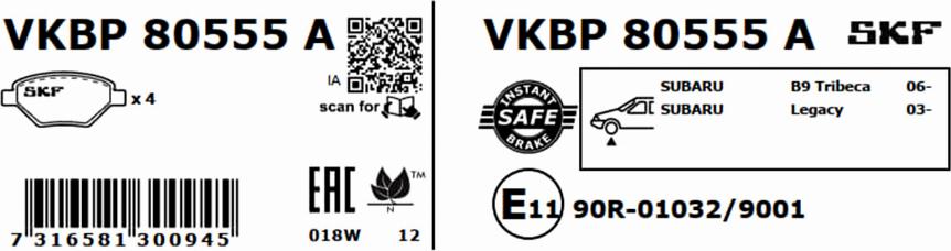 SKF VKBP 80555 A - Jarrupala, levyjarru inparts.fi