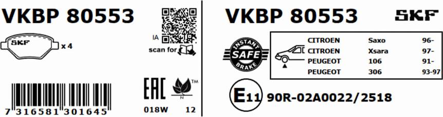 SKF VKBP 80553 - Jarrupala, levyjarru inparts.fi