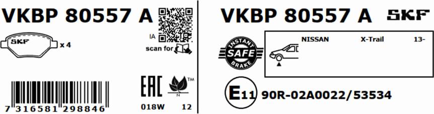 SKF VKBP 80557 A - Jarrupala, levyjarru inparts.fi