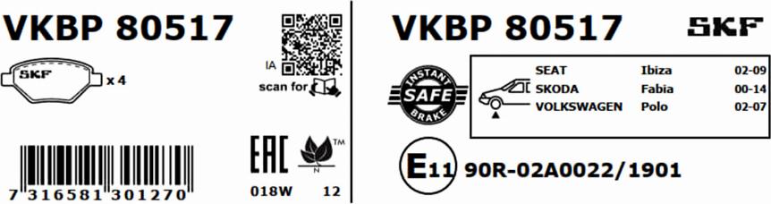 SKF VKBP 80517 - Jarrupala, levyjarru inparts.fi