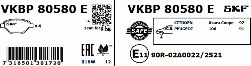 SKF VKBP 80580 E - Jarrupala, levyjarru inparts.fi