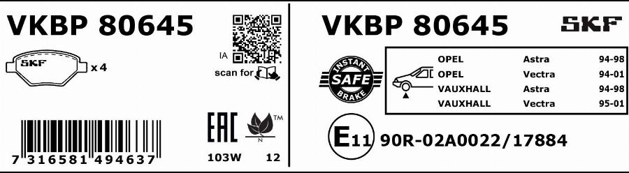 SKF VKBP 80645 - Jarrupala, levyjarru inparts.fi