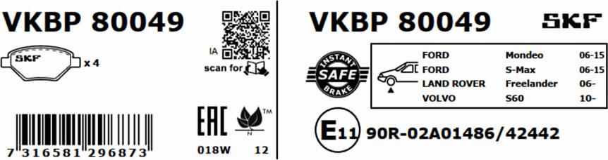 SKF VKBP 80049 - Jarrupala, levyjarru inparts.fi