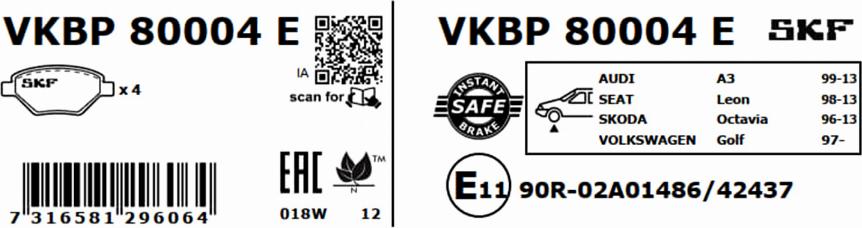 SKF VKBP 80004 E - Jarrupala, levyjarru inparts.fi