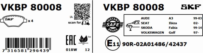 SKF VKBP 80008 - Jarrupala, levyjarru inparts.fi