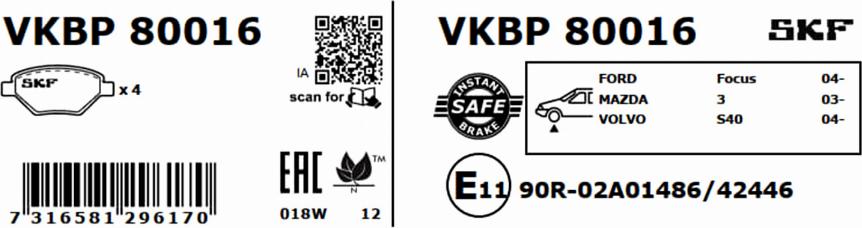 SKF VKBP 80016 - Jarrupala, levyjarru inparts.fi