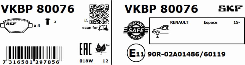 SKF VKBP 80076 - Jarrupala, levyjarru inparts.fi