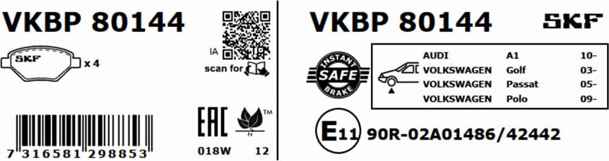 SKF VKBP 80144 - Jarrupala, levyjarru inparts.fi