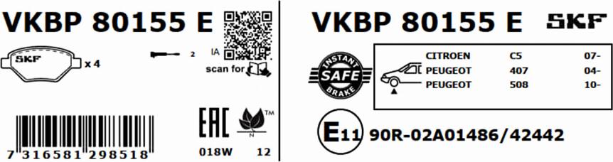 SKF VKBP 80155 E - Jarrupala, levyjarru inparts.fi