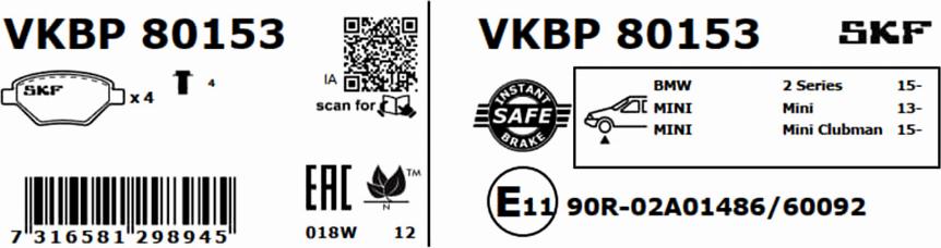 SKF VKBP 80153 - Jarrupala, levyjarru inparts.fi