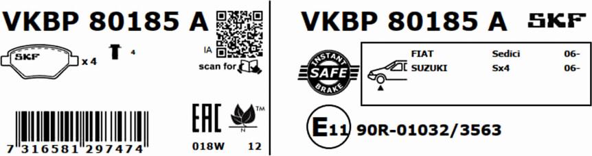 SKF VKBP 80185 A - Jarrupala, levyjarru inparts.fi