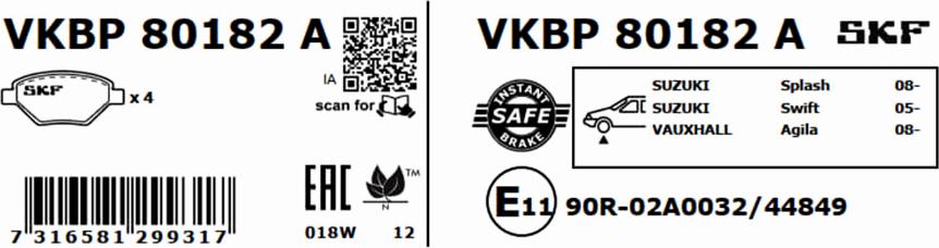 SKF VKBP 80182 A - Jarrupala, levyjarru inparts.fi