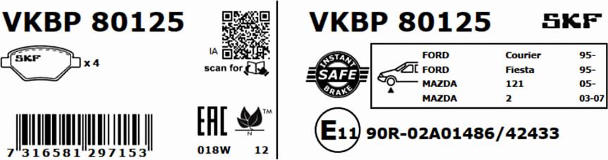 SKF VKBP 80125 - Jarrupala, levyjarru inparts.fi